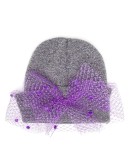 bow lace mesh beanie