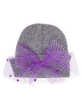 bow lace mesh beanie
