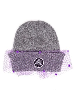 bow lace mesh beanie