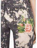 embroidery stretch tight jeans