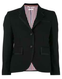 Classic Single Breasted Sport Coat With Grosgrain Tipping In 2 Ply Fresco