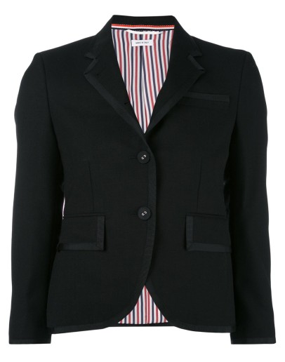 Classic Single Breasted Sport Coat With Grosgrain Tipping In 2 Ply Fresco