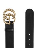 Leather belt with pearl Double G