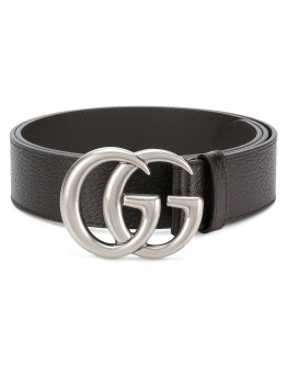 Leather belt with double G buckle