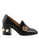 80mm pearl heel leather pumps