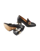 80mm pearl heel leather pumps