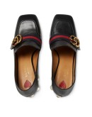 80mm pearl heel leather pumps