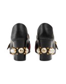 80mm pearl heel leather pumps
