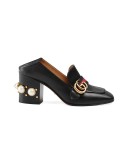 80mm pearl heel leather pumps