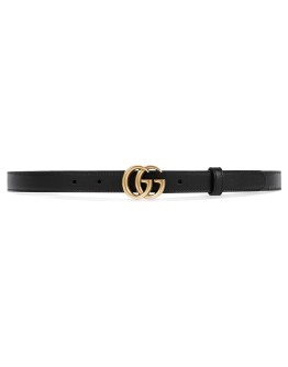 Leather belt with double G buckle