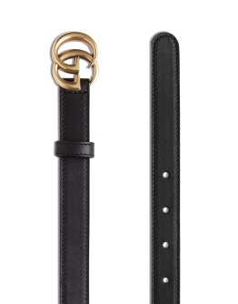Leather belt with double G buckle