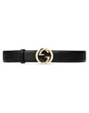 Leather belt with interlocking G buckle