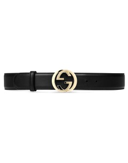 Leather belt with interlocking G buckle