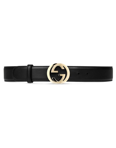 Leather belt with interlocking G buckle