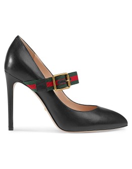 Sylvie leather mid-heel pumps