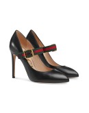 Sylvie leather mid-heel pumps