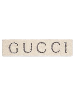 white stretch knit logo headband