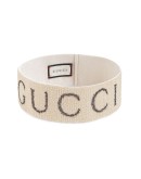 white stretch knit logo headband