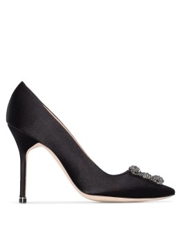 Black Hangisi Buckle 105 Satin Pumps 