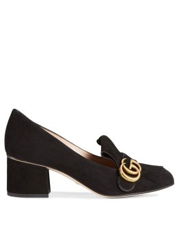Suede mid-heel pump