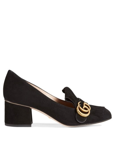 Suede mid-heel pump
