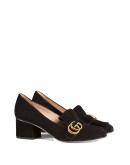 Suede mid-heel pump
