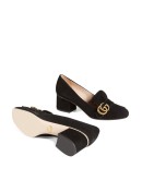 Suede mid-heel pump