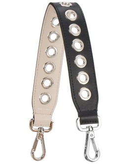 black leather eyelet bag strap