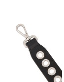 black leather eyelet bag strap