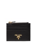 black Saffiano logo plaque leather wallet