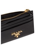 black Saffiano logo plaque leather wallet