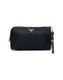 black logo makeup pouch with handle