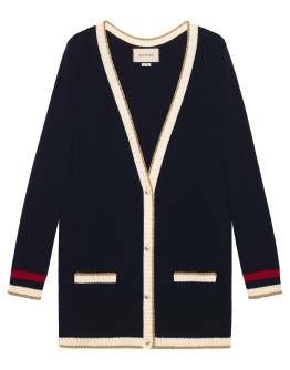embroidered oversized knitted cardigan