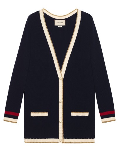 embroidered oversized knitted cardigan