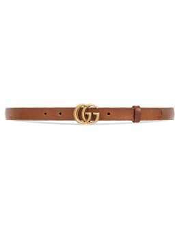 Leather belt with Double G buckle