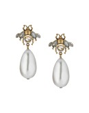Bee earrings with drop pearls