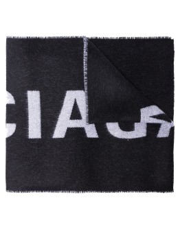 black large logo wool scarf