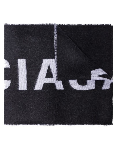 black large logo wool scarf