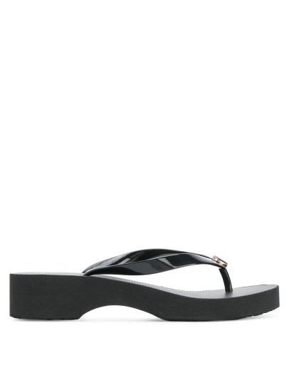 logo plaque low-heel flip flops