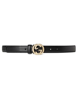 Leather belt with interlocking G buckle 
