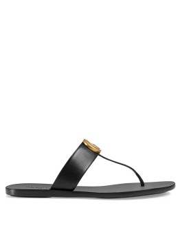black double G leather thong sandals
