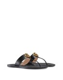 black double G leather thong sandals