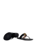 black double G leather thong sandals