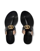 black double G leather thong sandals