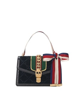 black Sylvie GG velvet small shoulder bag