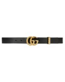 Leather belt with torchon Double G buckle