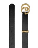 Leather belt with torchon Double G buckle