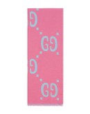GG jacquard wool silk scarf