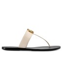 Leather thong sandals with Double G