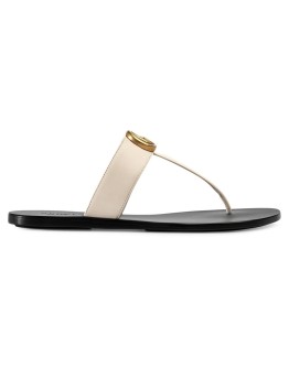 Leather thong sandals with Double G
